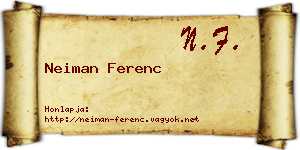 Neiman Ferenc névjegykártya